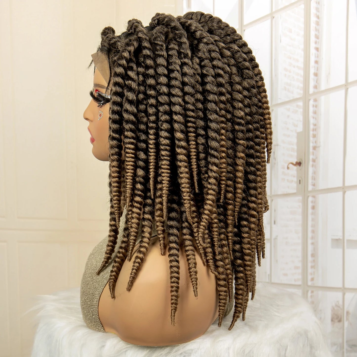 Synthetic Twisted Braided Full Lace Knotless wigs