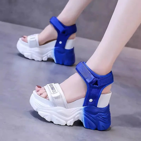 Platform Sandals Women Wedge Loop Chunky Sandals