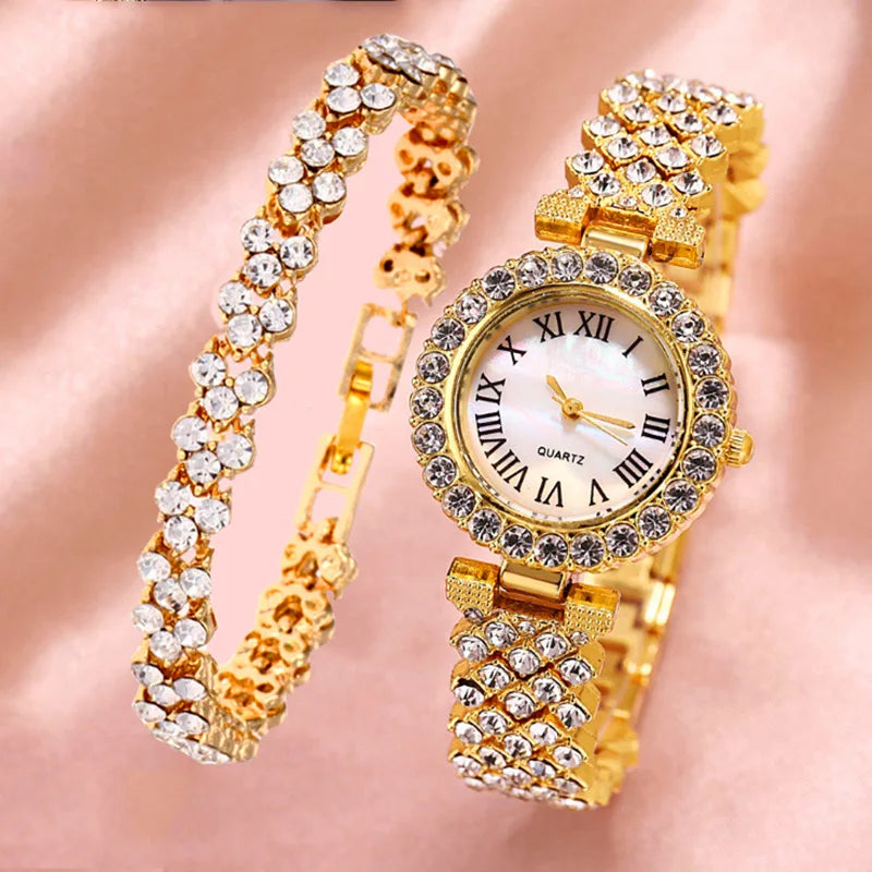 Bracelet Watches for women 2pcs Set Rose Gold