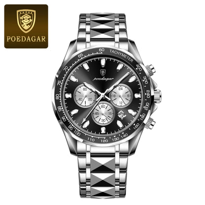 Luxury Sports Quartz Waterproof Luminous Date Chronograph  Stainless Steel Man Watch