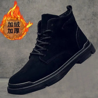 New retro Men's Boots warm mid top casual workwear boots Fashion comfort breathable Light trendy male boots