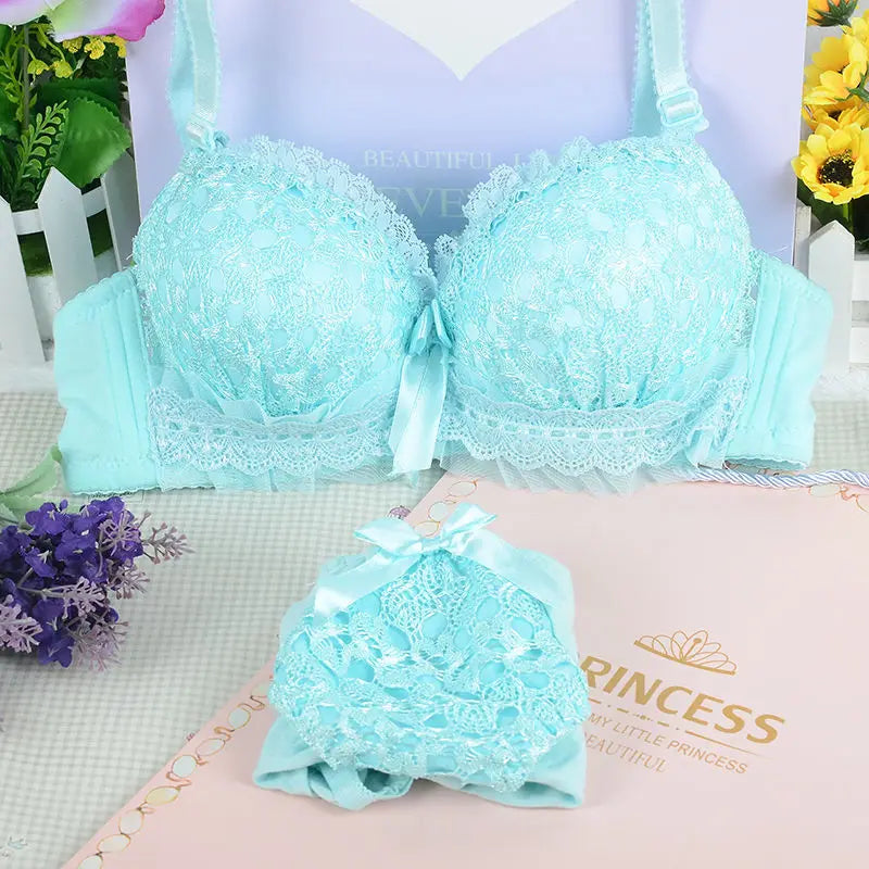 Bra & Brief Sets  Wire Free Push Up Lace Bra