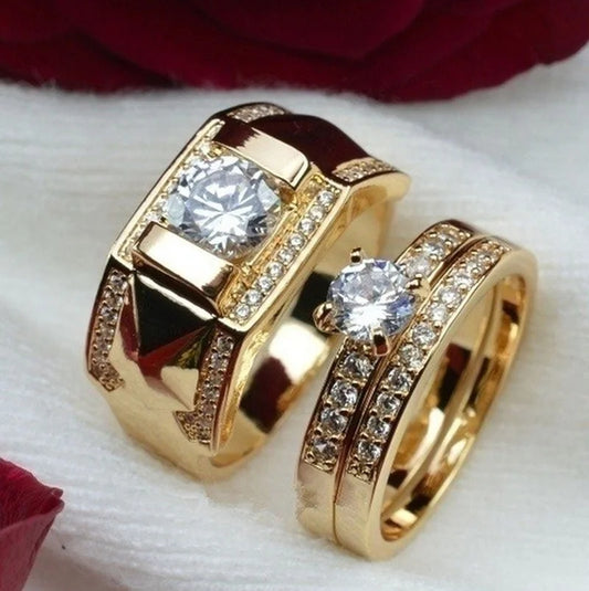 Luxury Ring Metal Carving Gold Color