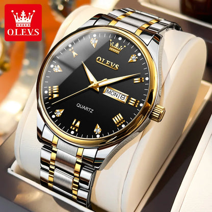 OLEVS High Quality Luxury Couple Watch Stainless Steel Waterproof