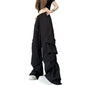 Vintage-inspired Women's High Waist Cargo Pants with Elastic Waistband Drawstring