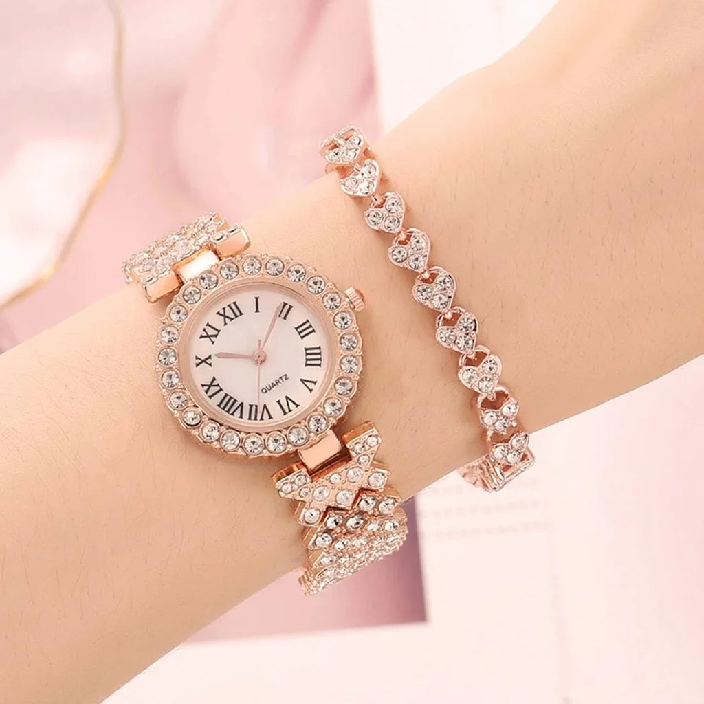 Bracelet Watches for women 2pcs Set Rose Gold