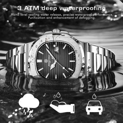 Waterproof Luminous Quartz Chronograph Watch  Stainless Steel for men