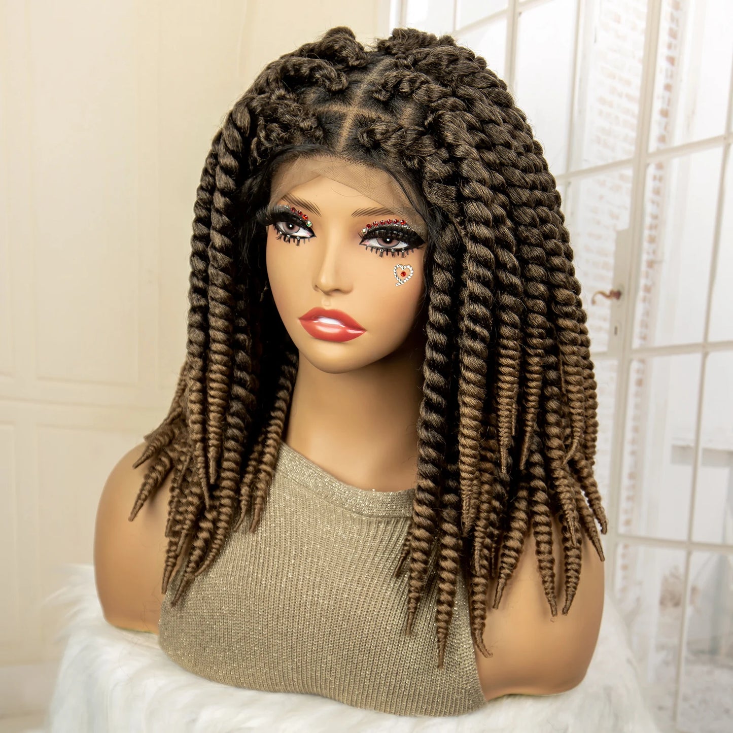 Synthetic Twisted Braided Full Lace Knotless wigs