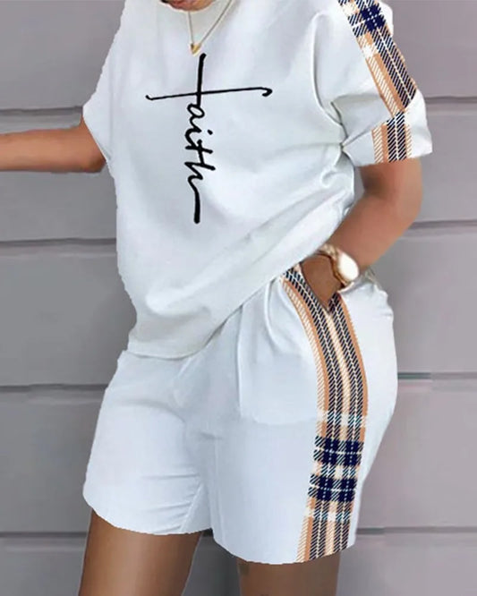 Women Casual Short Sleeve Two Piece Sets