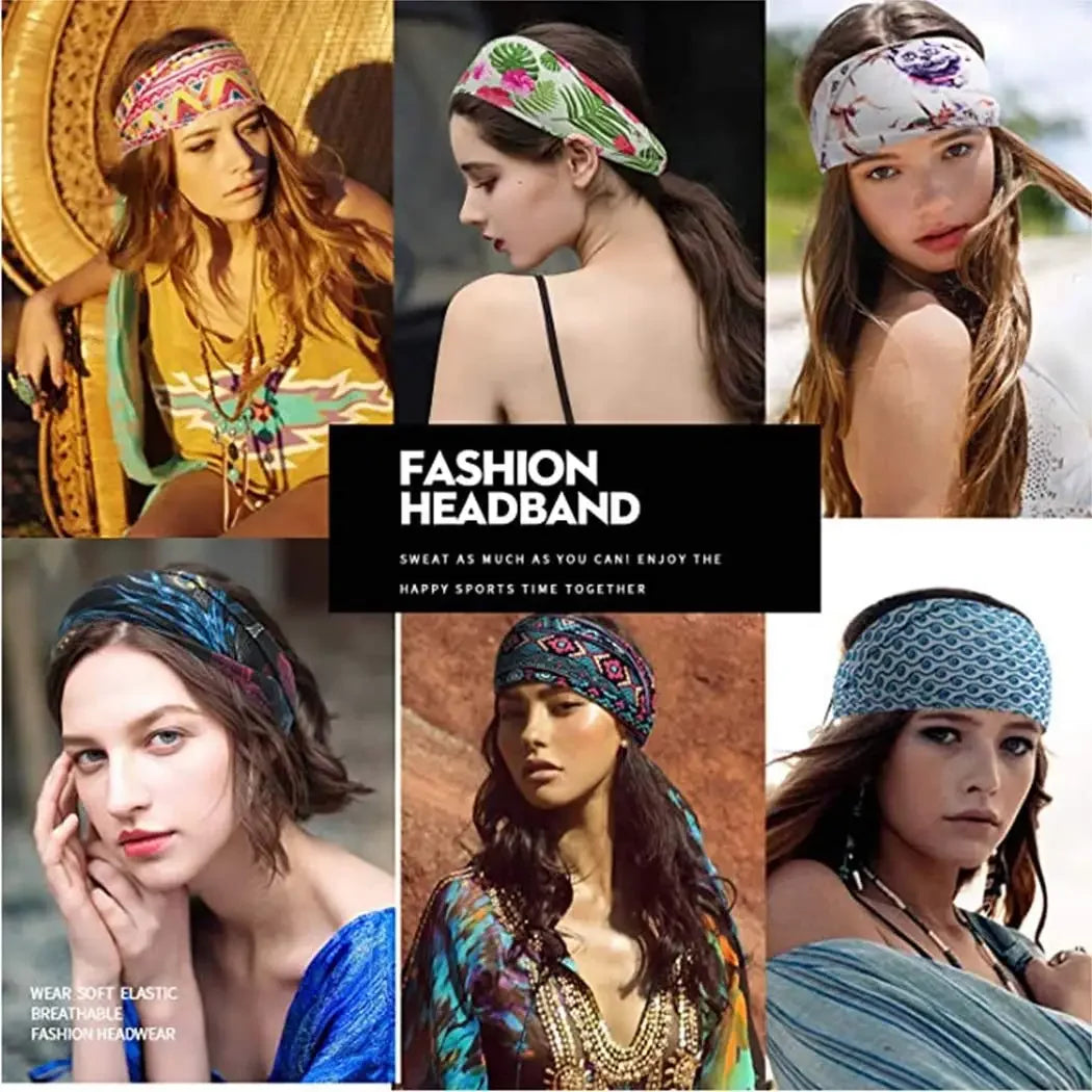 African Headbands for Women and Girls Printed Headwraps Elastic Turban Headscarfs Accessories