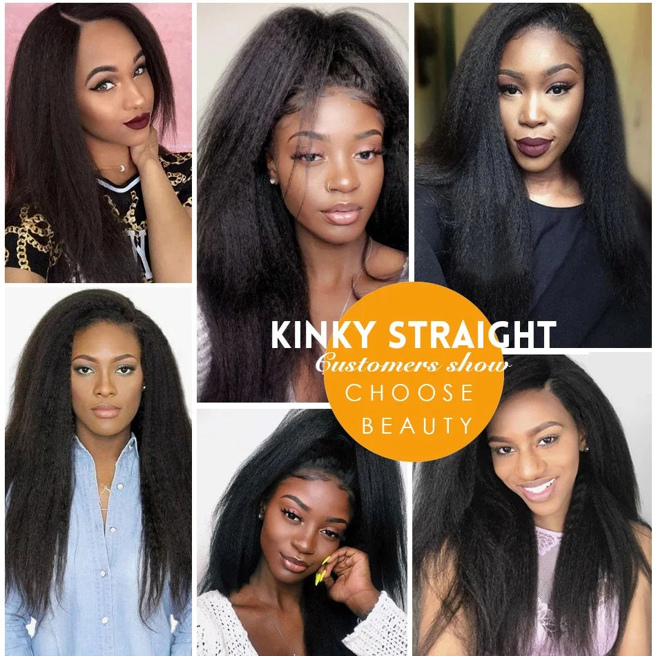 Kinky Straight 13x4 Lace Front Human Hair Brazilian  Transparent Lace Frontal