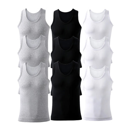 9Pcs Men's Cotton Athletic t Breathable Moisture-Wicking Lightweight Undershirt / vest