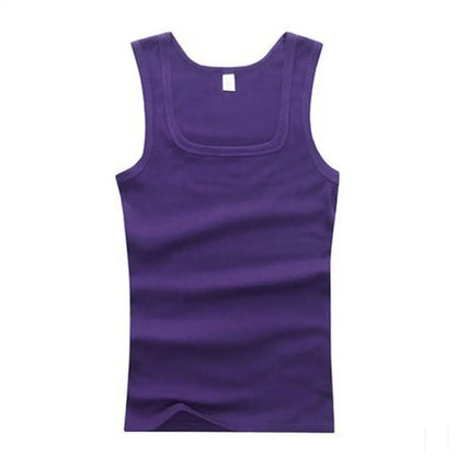 Plus Size Male  100% Pure Cotton Sleeveless T-shirt Elastic