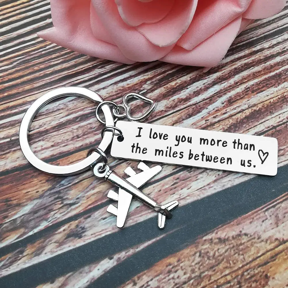 I Love You More Than The Miles Between Us Keyring for couples