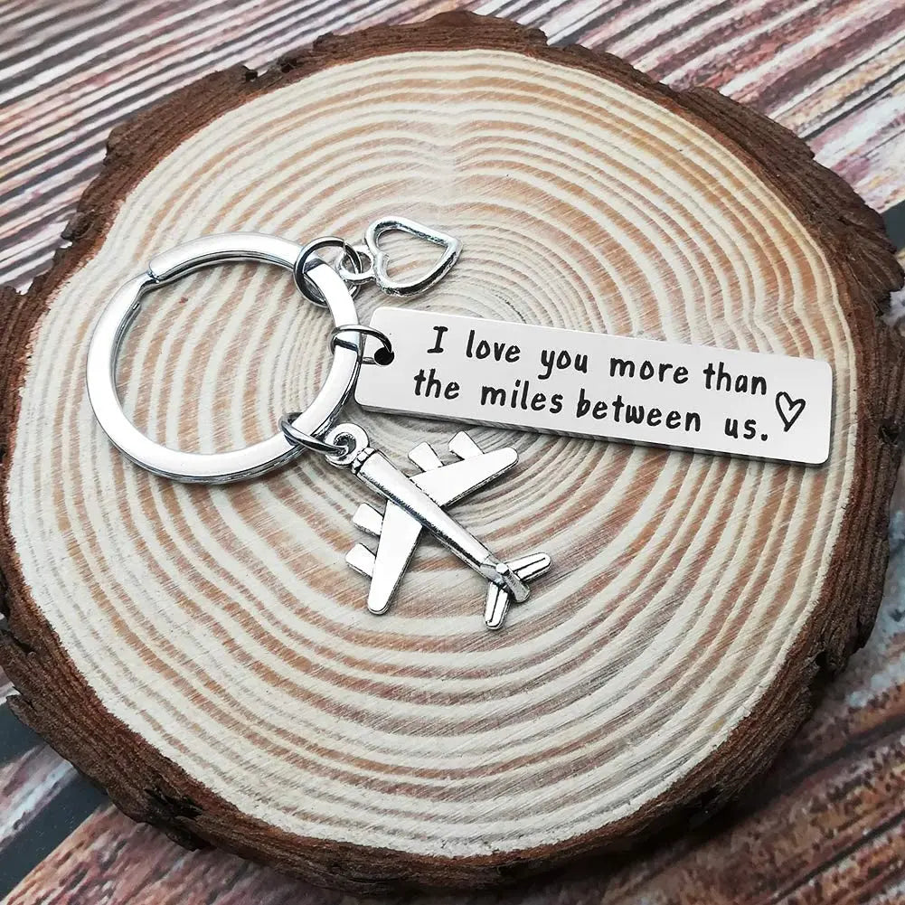 I Love You More Than The Miles Between Us Keyring for couples