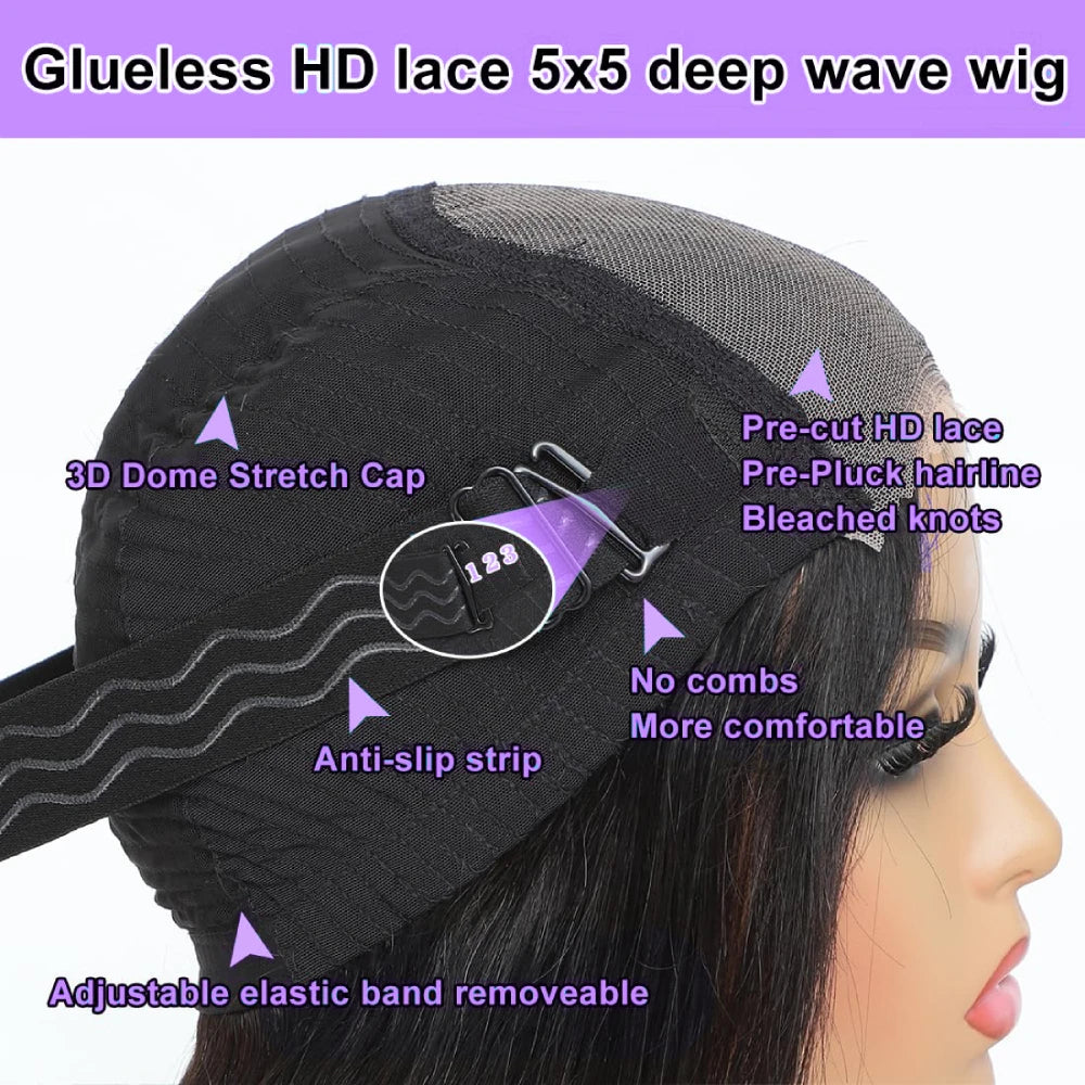 Body Wave Glueless Wig Human Hair Pre Plucked