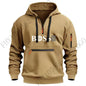 Men's digital printed leisure sports multi-zipper hooded long-sleeved hoodie pullover