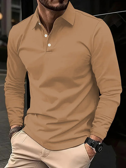 Classic men's simple solid color lapel POLO shirts