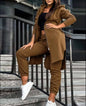 Pant Sets Hooded Zipper Long Coats Two Piece Casual Sporty