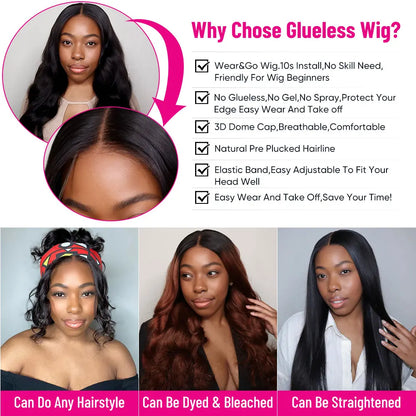 Body Wave Glueless Wig Human Hair Pre Plucked