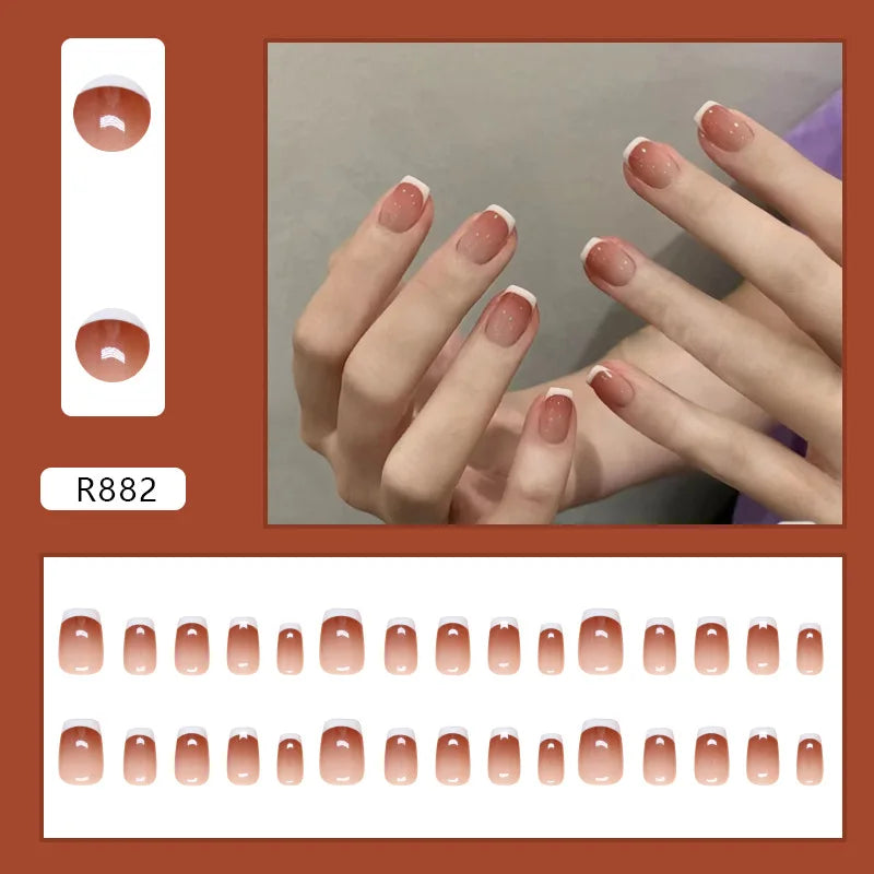 24 Pcs Press on Nails Glossy Reusable Nails