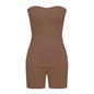 Two Piece Casual Fashion Sleeveless Top & Solid Shorts Versatile Knit Suit