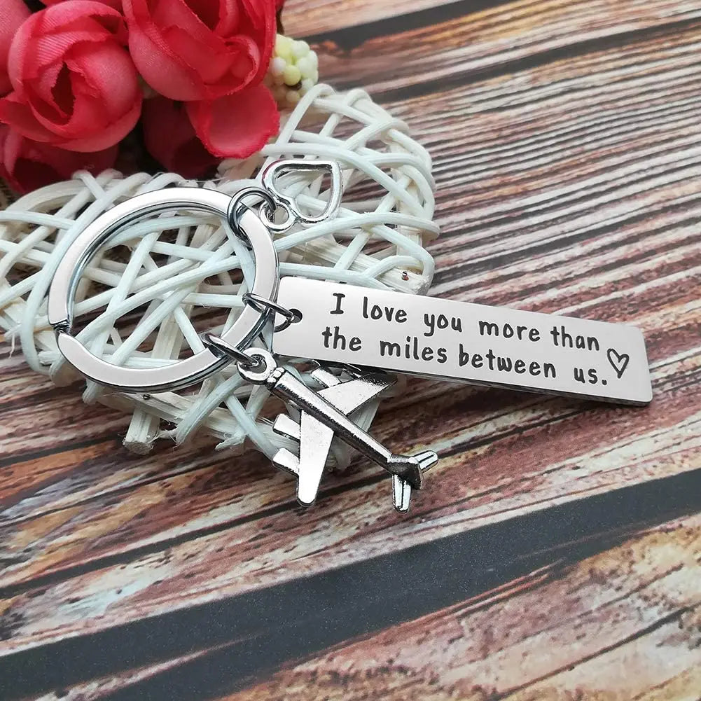 I Love You More Than The Miles Between Us Keyring for couples