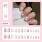 Caramel Flower 24 Pcs Press on Nails Pink Gradient  Glossy Artificial  Reusable Nails