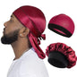 Men Silky Durag Long Tail Pirate Hat Headband Turban Bonnet