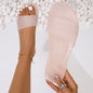 Large size flat bottomed transparent jelly candy colored beach slippers