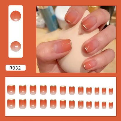 24 Pcs Press on Nails Glossy Reusable Nails