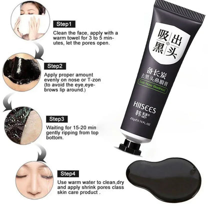 Bamboo Carbon Black Mud Facial Mask Active Deep Cleansing Oil-Control Purifying Remove Blackhead Nose Acne Remover