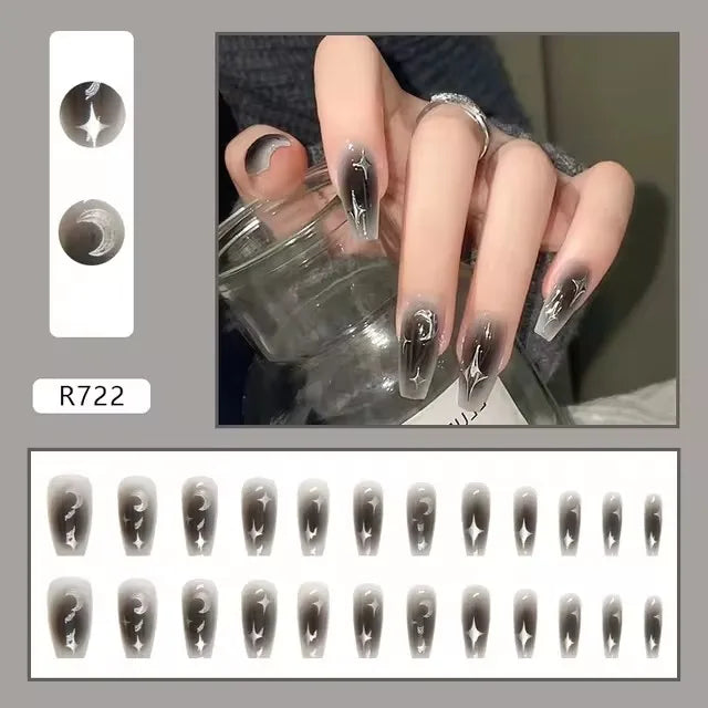 24 Pcs Press on Nails Glossy Reusable Nails