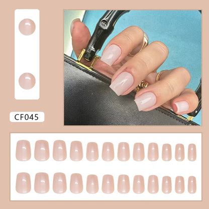 24 Pcs Press on Nails Glossy Reusable Nails