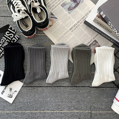 5 Pairs Cool Men Black White Warm Socks Set