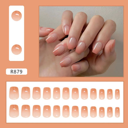 24 Pcs Press on Nails Glossy Reusable Nails