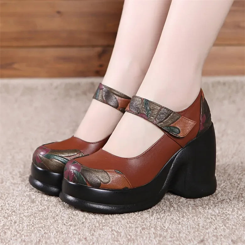 Genuine leather shoes platform shoes high heel pumps