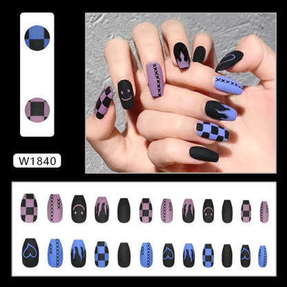 24 Pcs Press on Nails Glossy Reusable Nails