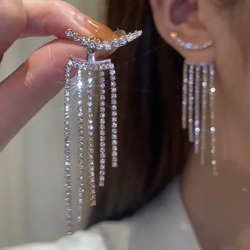 Sparkling Long Tassel Drop Earrings