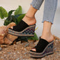 European and American Simple Ethnic Style Slope Heel Sandals