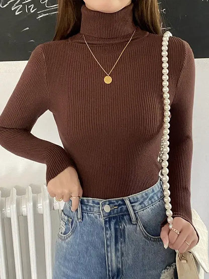 Turtleneck Knitted Soft Pullovers Cashmere Sweaters For Women