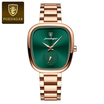 POEDAGAR Stainless Steel Waterproof Quartz Watch for Women