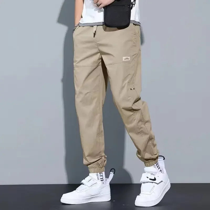 Trendy Loose-fit Bunched Casual Cargo Fashionable Cropped Pants For Men