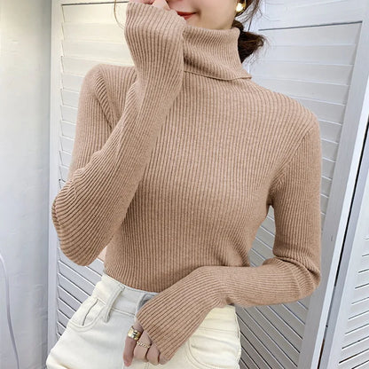 Turtleneck Knitted Soft Pullovers Cashmere Sweaters For Women