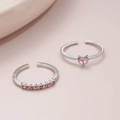 2PCS Crystal Crown Adjustable Ring