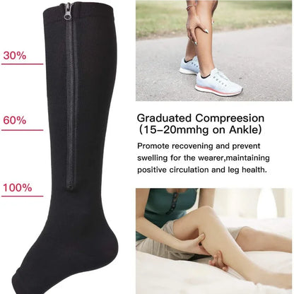 Medical Zipper Compression Closed Toe Pressure Stocking for Edema Varicose Veins