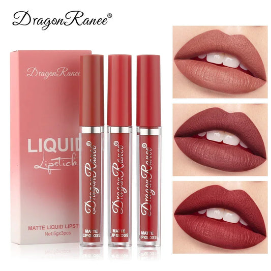 Lipsticks Set 3pcs Velvet Matte Lip Gloss Waterproof