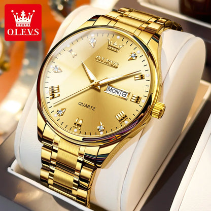 OLEVS High Quality Luxury Couple Watch Stainless Steel Waterproof