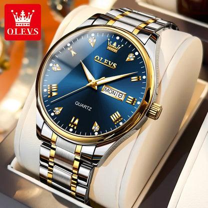 OLEVS High Quality Luxury Couple Watch Stainless Steel Waterproof