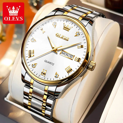 OLEVS High Quality Luxury Couple Watch Stainless Steel Waterproof